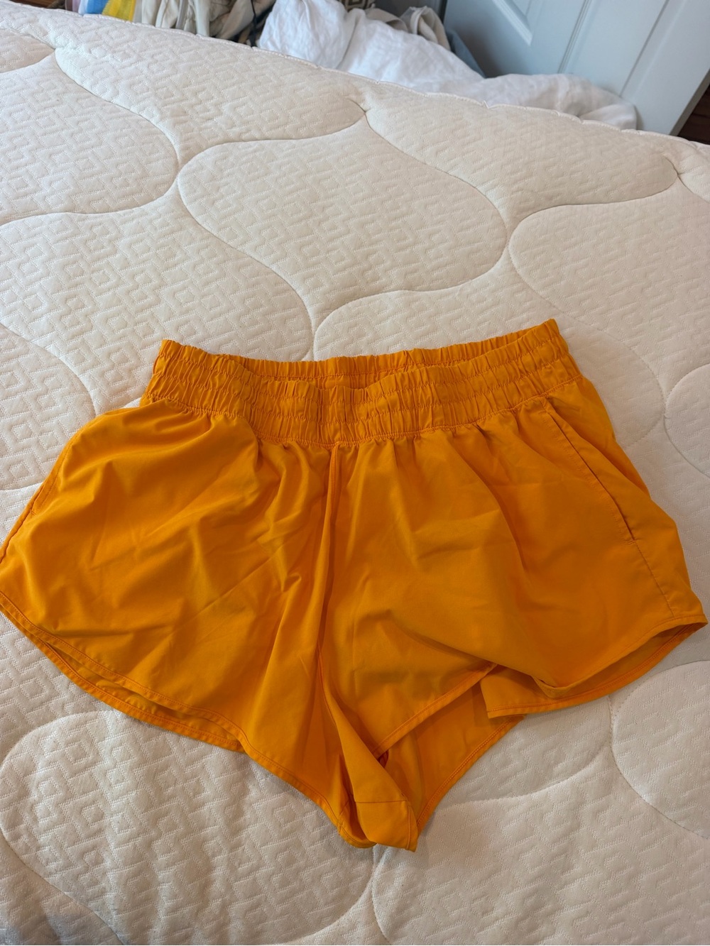 aerie low-rise Bright Orange Elastic-Waist Athletic Shorts